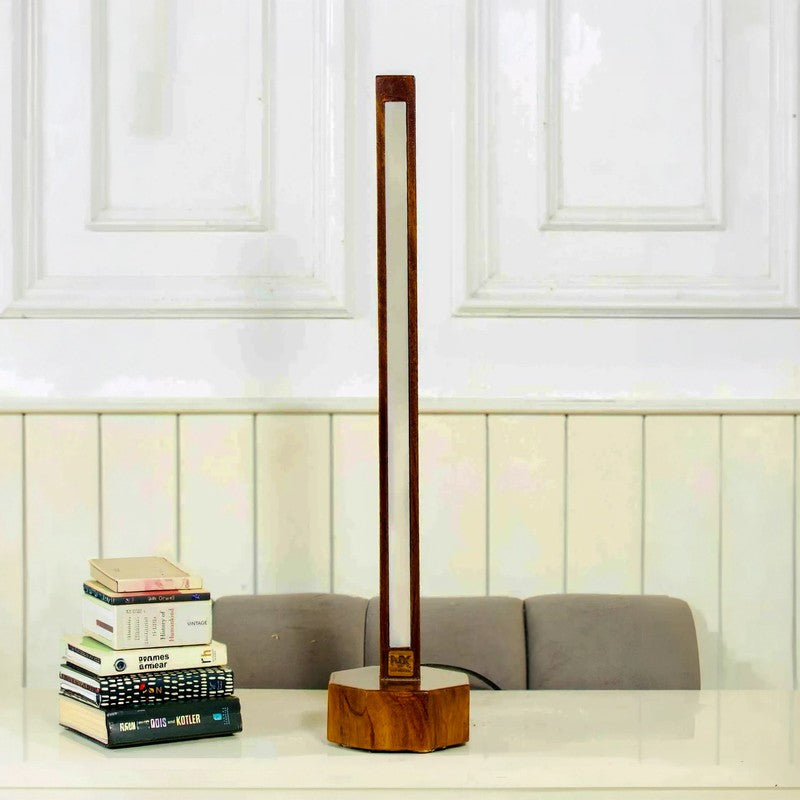 Slim Vertical Rose Wood LED Wooden Floor Lamp media 3