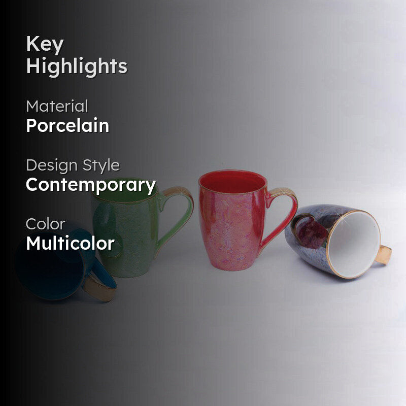 Isolde Porcelain Coffee Mug (300 mL Each) - Set of Four media 2