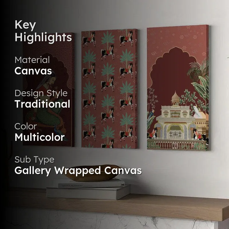 Mughal Architecture Canvas Wall Art - Set Of Three media 2