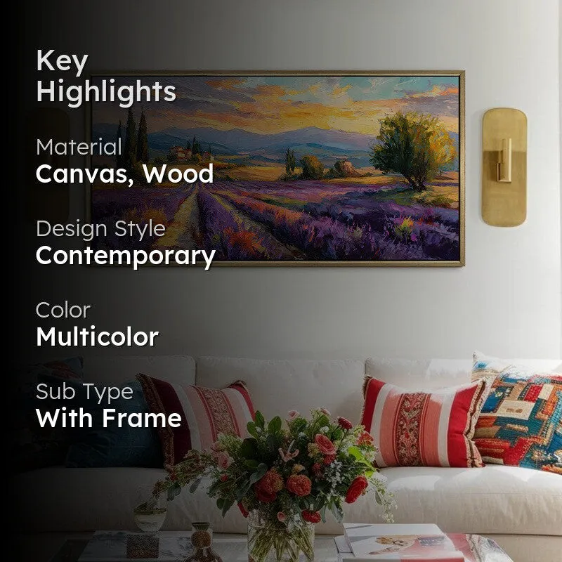 Purple Rows Canvas Wall Painting With Frame media 2