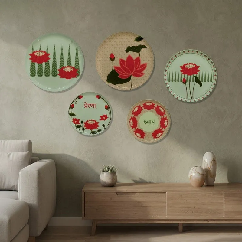 Shanti Lotus Metal Wall Plates - Set Of Five media 1