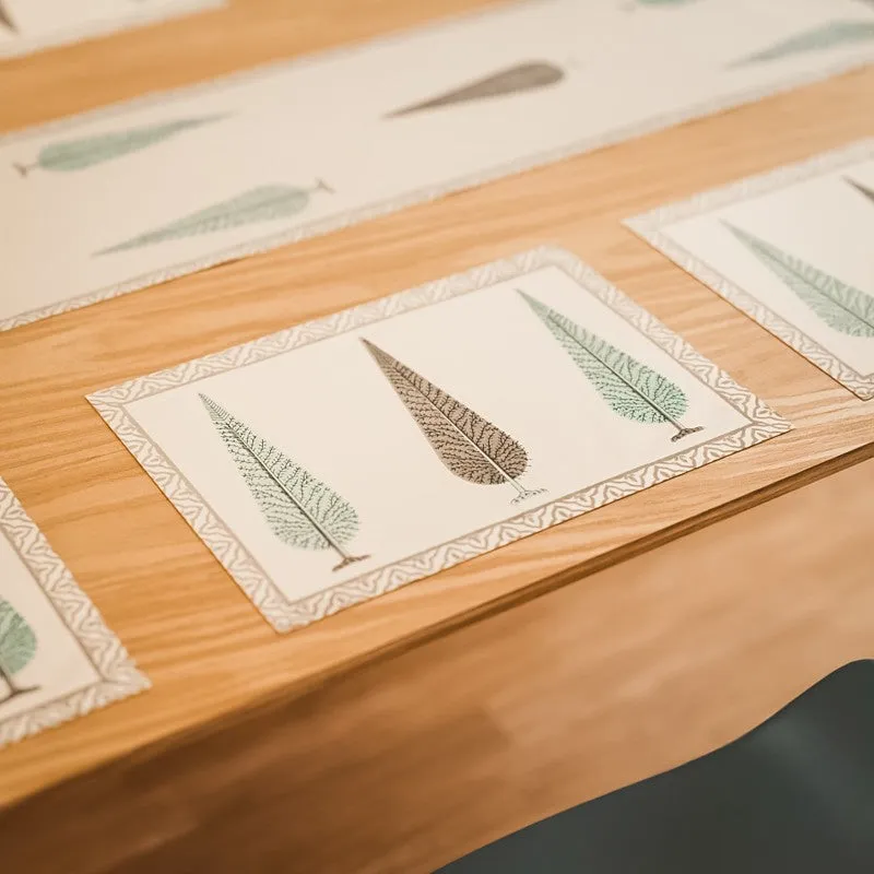 Tropical Leaf Cotton Table Linen Set (Olive) - Seven Piece Set media 4