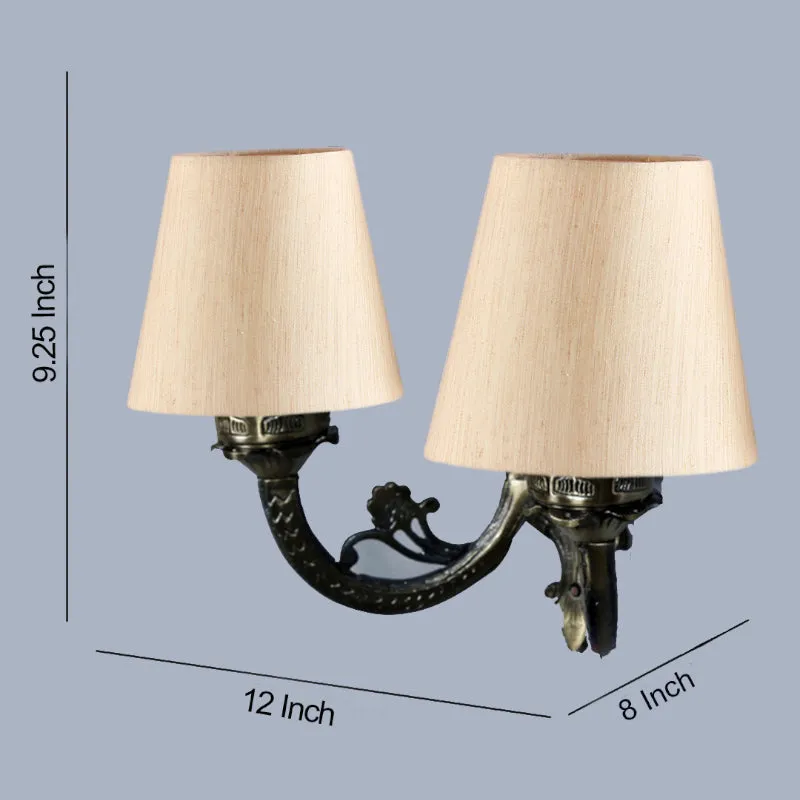 Vintage Duo Metal Wall Lamp - Beige & Metallic media 5