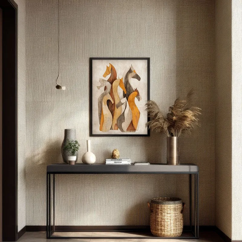 Horse Silhouettes Wall Painting With Black Frame media 7
