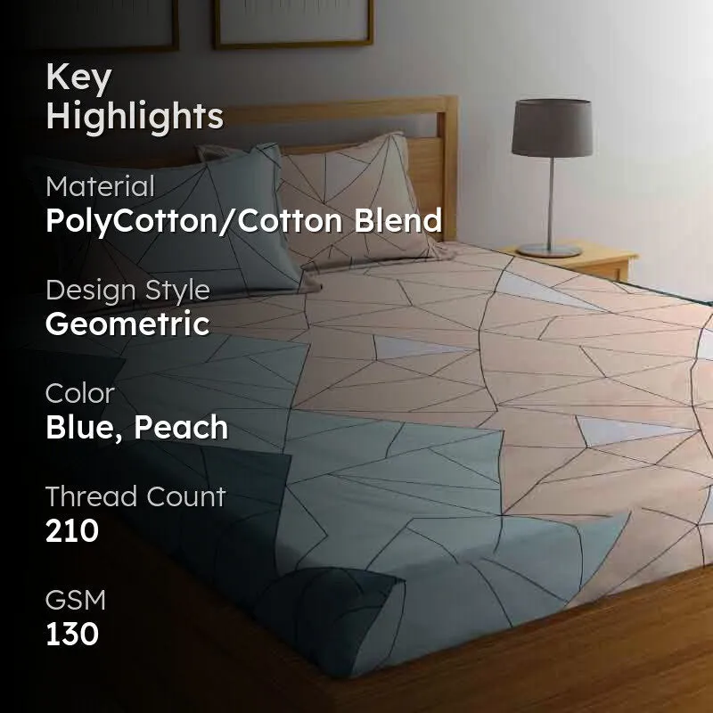 Mosaic Geometric Fitted Sheet Bedsheet - 130 GSM media 2