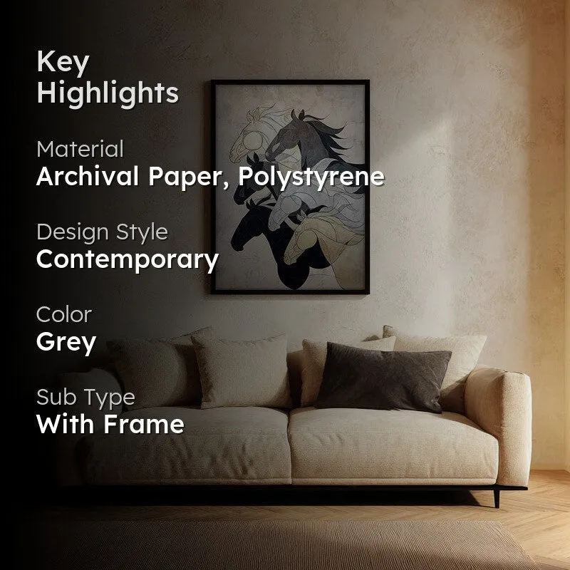 Regal Horse Wall Painting With Black Frame media 2
