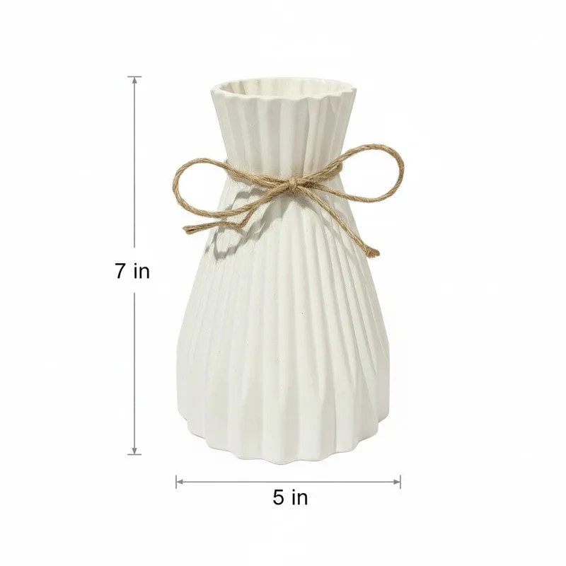 Cordia Ribbed Ceramic Vase With Jute Tie - Ivory media 10