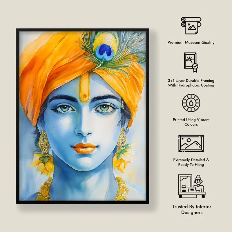 Divine Madhava  Spiritual Archival Paper Wall Painting With Frame - Black media 8