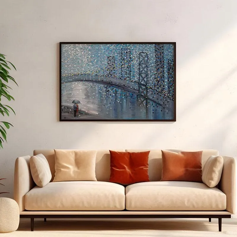 Rainy Date Canvas Wall Painting - Black Frame media 4