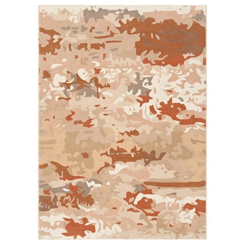 Sobek Hand Tufted Abstract Wool & Nylon Carpet - Rust Brown