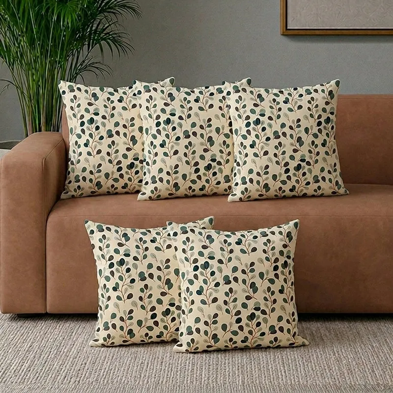 Exora Bloom Poly Canvas Cushion Cover - Set Of Five media 1