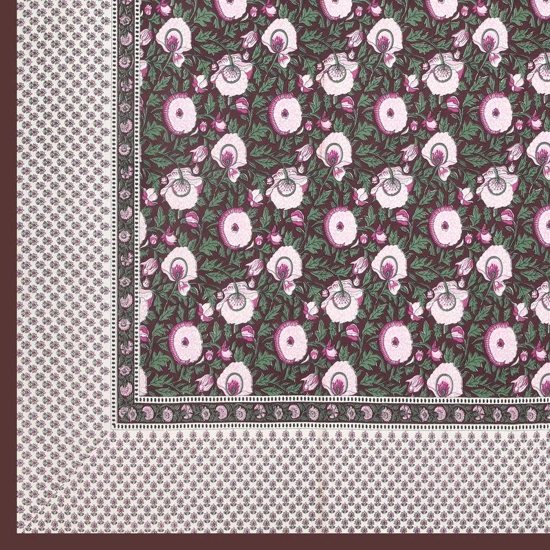 Midnight Blossom Cotton Bedsheet (Pink) - 200 TC media 5