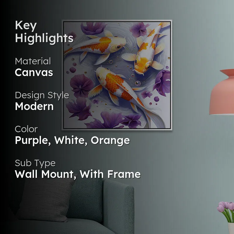 Koi Pastels Canvas Wall Art With Frame media 2