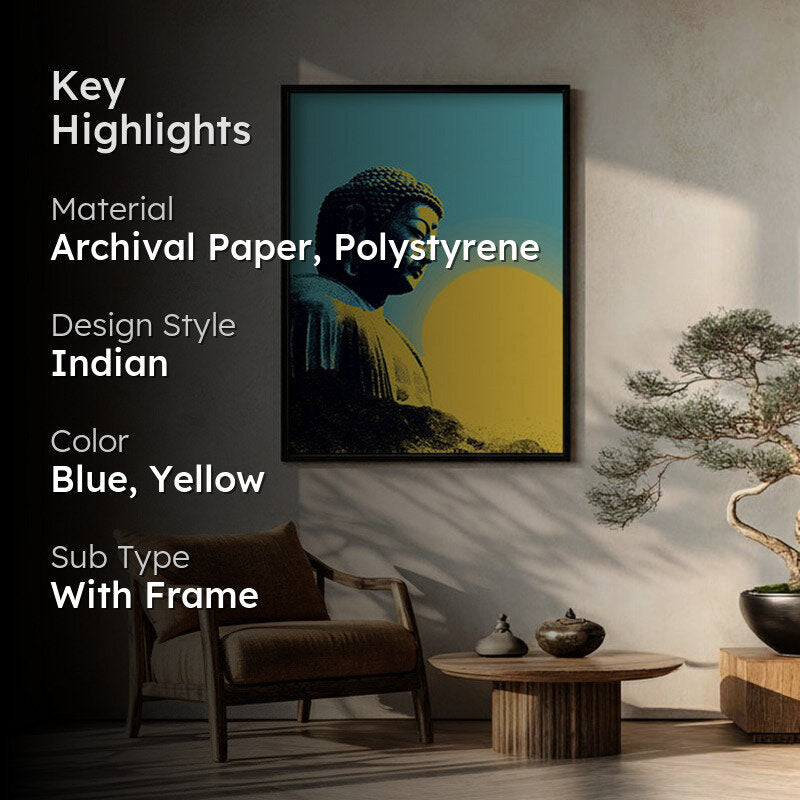 Buddha In Golden Aura IV Archival Paper Wall Painting With Black Frame media 2