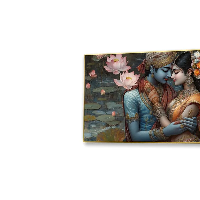 Radha Madhav Serenity Canvas Wall Painting With Frame media 5