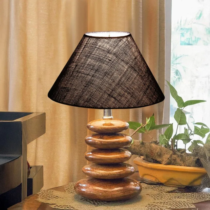Gleven Jute Table Lamp With Wooden Base - Blue media 4
