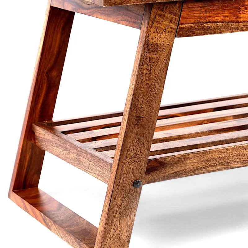 Axeron Sheesham Wooden Center Table - Light Brown media 6