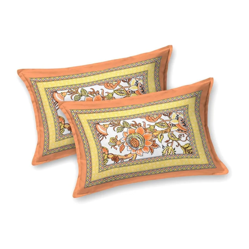 Tonear Cotton Bedsheet (Orange,Yellow) - 240 TC media 4