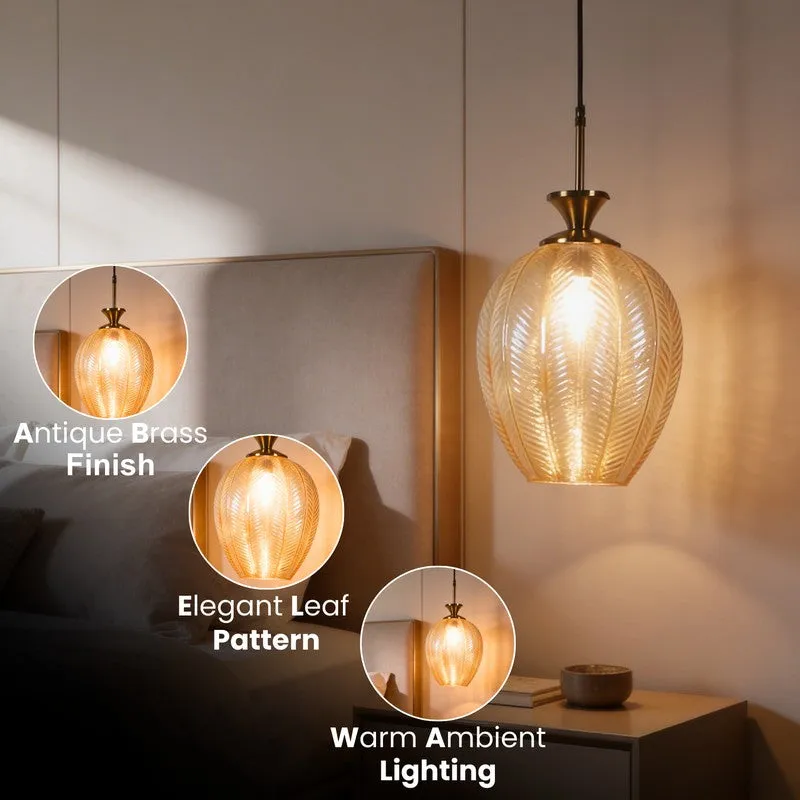 Antum Glass & Iron Ceiling Lamp With  Base - Gold media 6