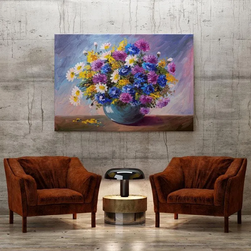 Bouquet Of Wildflowers Canvas Painting - Maksim Gorbunov - Gallery Wrap media 3