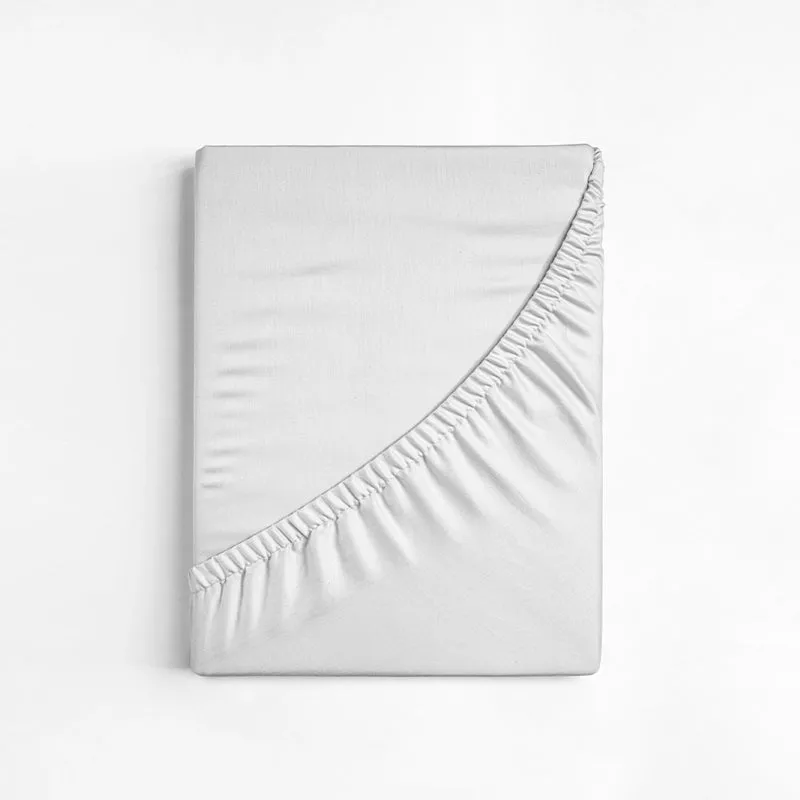 Maison Fitted Solid Cotton Bedsheet (White) - 400 TC media 9