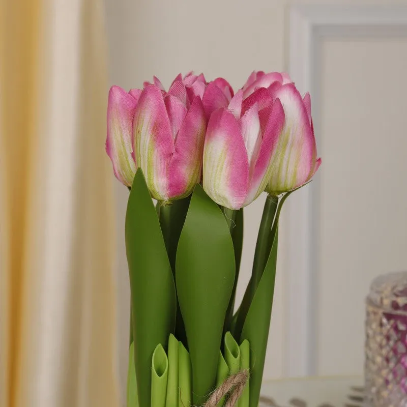 Realistic Artificial Tulip Bunch - Pink media 3