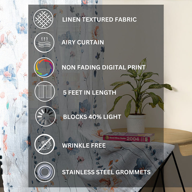 Solmera Linen Texture Sheer Curtain - Set Of Two media 4
