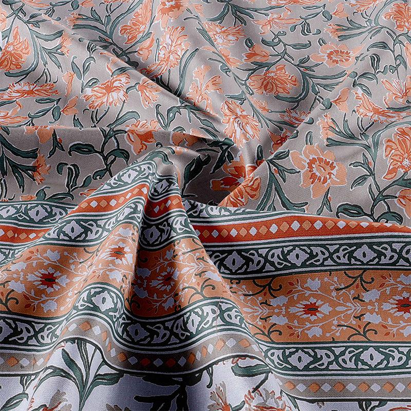 Nagumo Floral Cotton Bedsheet (Orange) - 180 TC media 3