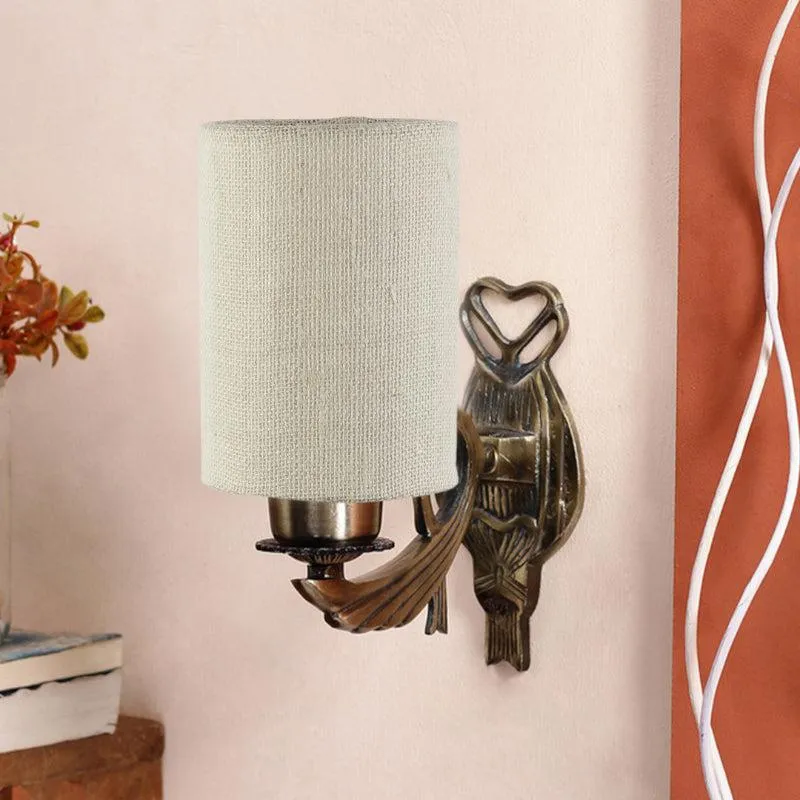 Love Gleam Atva Fabric & Metal Wall Lamp - Beige media 3