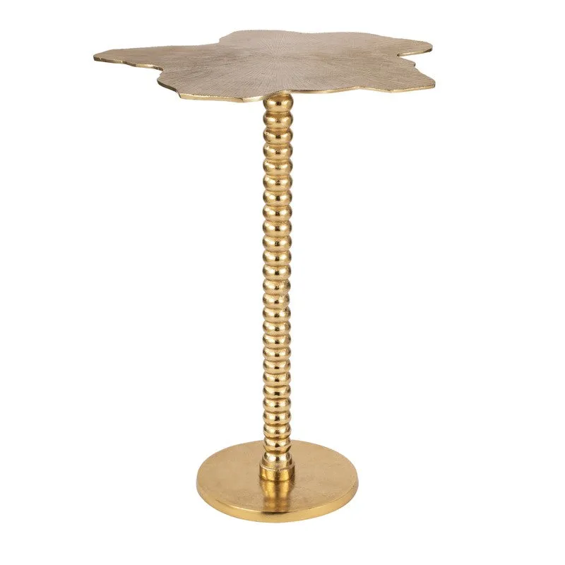 Floral Sculpt Aluminum Side Table - Gold media 3