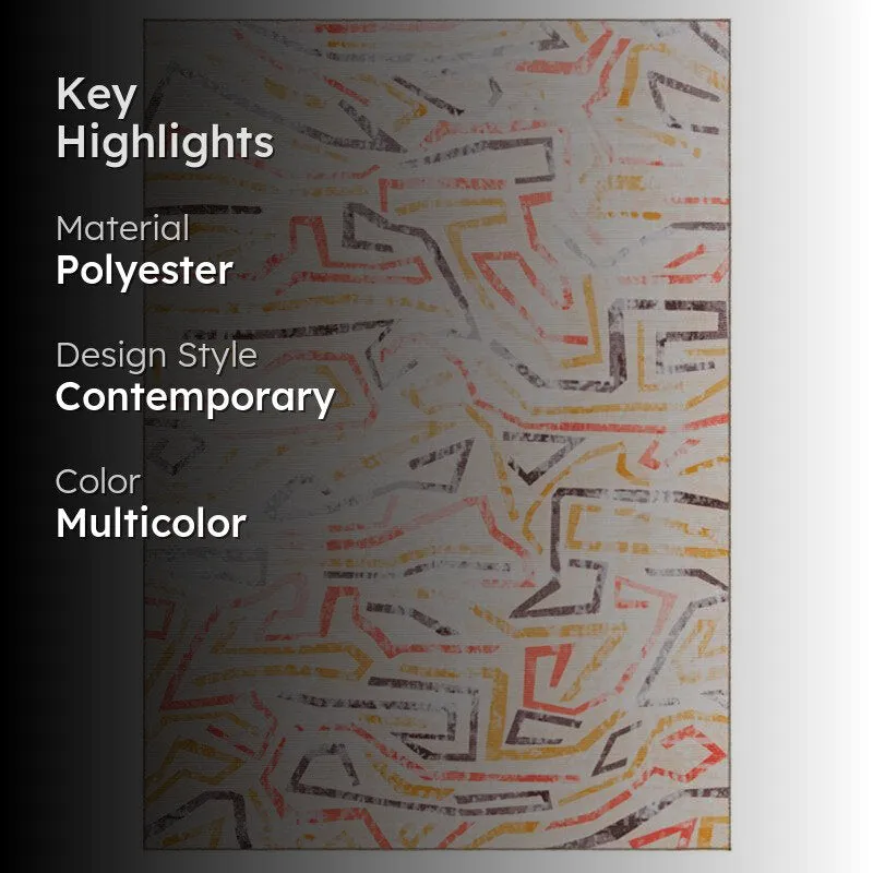 Abstract multicolour carpet with highlighted material and style overlay