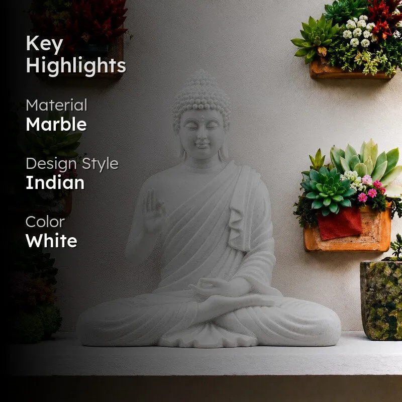 ZenRoot Meditating Buddha Marble Idol - White media 2