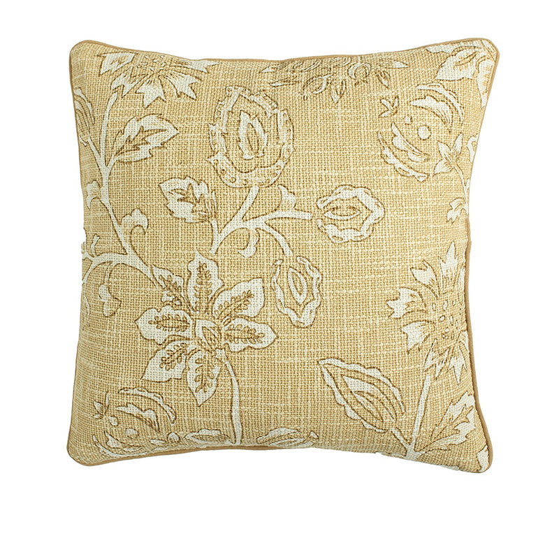 Imperial Petals Woven Cotton Cushion Cover (Beige) - Set Of Two media 3