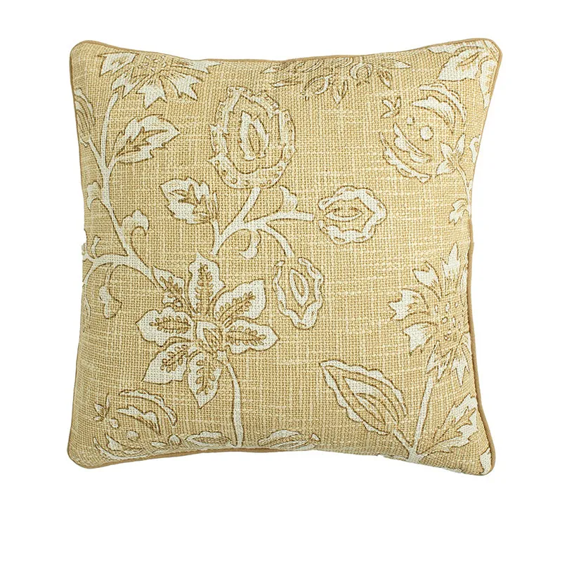 Imperial Petals Woven Cotton Cushion Cover (Beige) - Set Of Two media 3