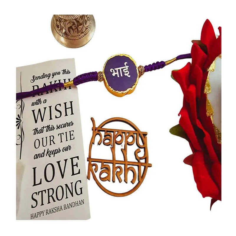 Bhai Behen Bond Purple Agate Rakhi Gift Set media 5