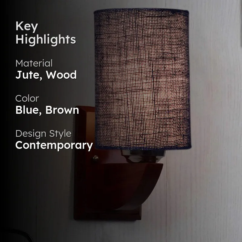 Sunburned Cylindrical Wooden Wall Lamp media 2