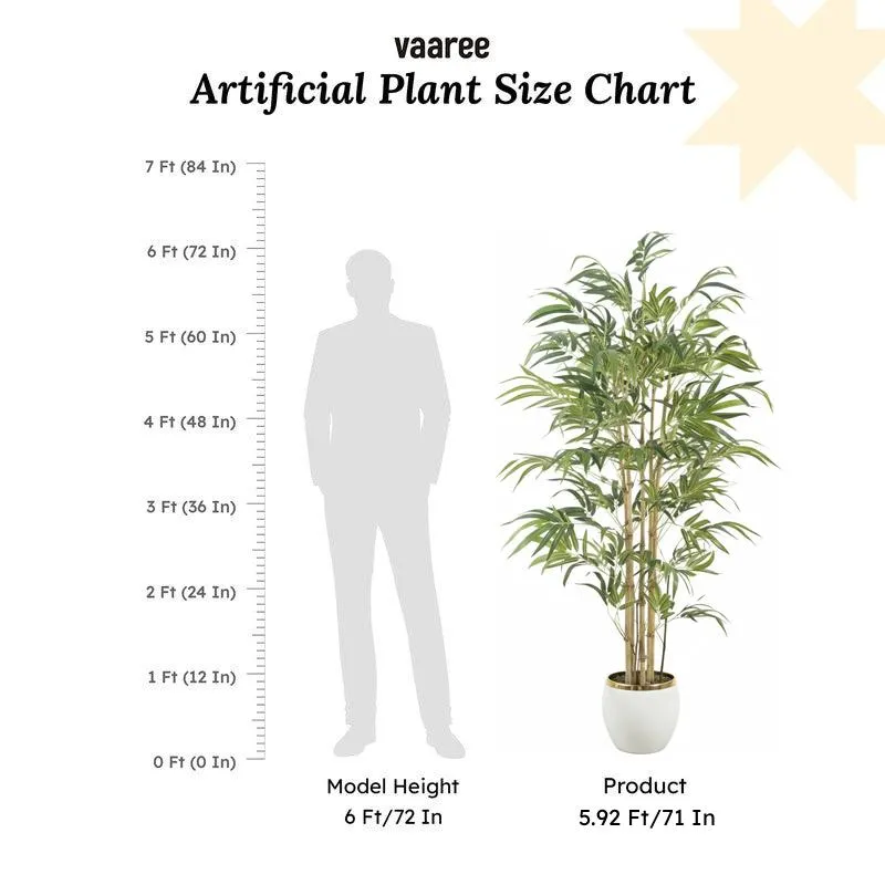 Arvi Artificial Natural Look Bamboo Plant With Black Plastic Pot - 5.9 ft media 7
