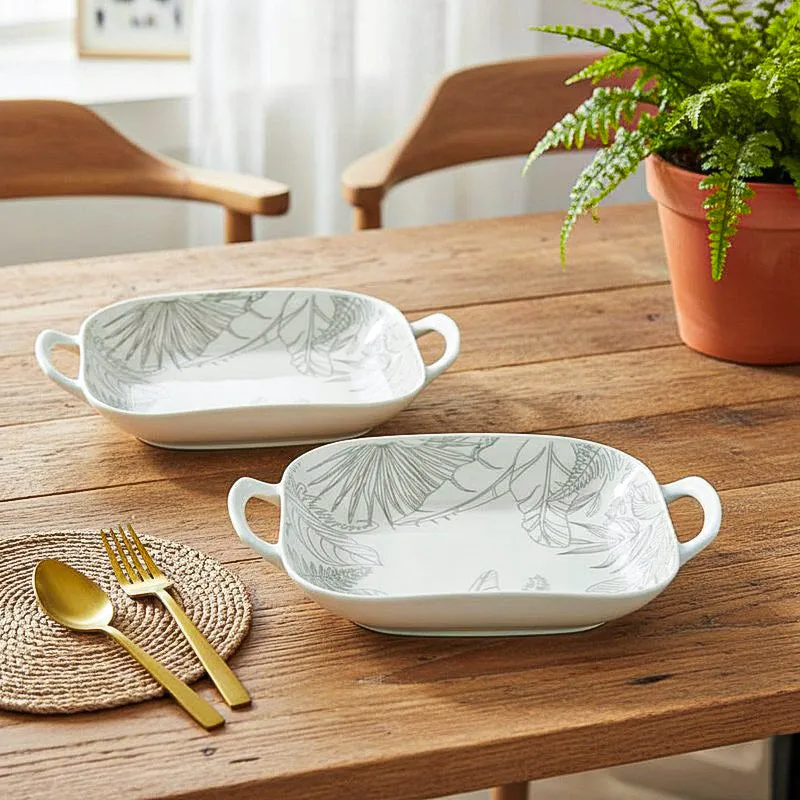 Celene Square Porcelain Platter - Set of Two media 1