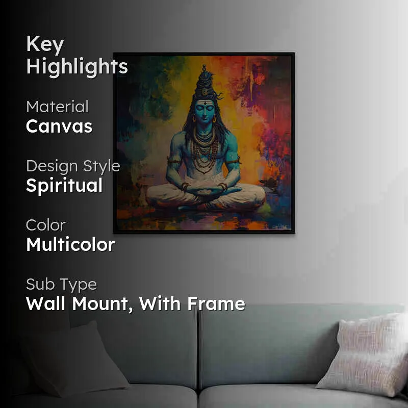 Vibrant Shiva Canvas Wall Art With Frame media 2