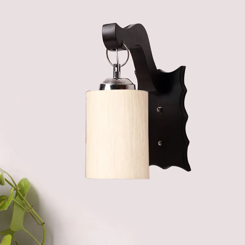 Delphi Fabric & Wooden Wall Lamp - White media 3