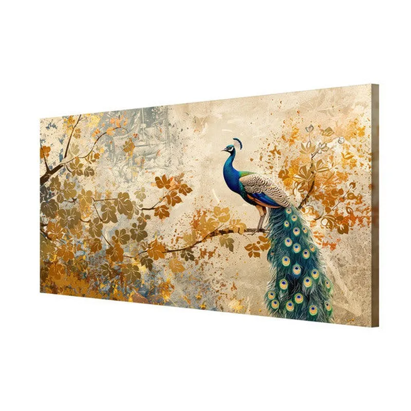 Graceful Peacock And Foliage-Themed Poly Canvas Wall Painting media 6