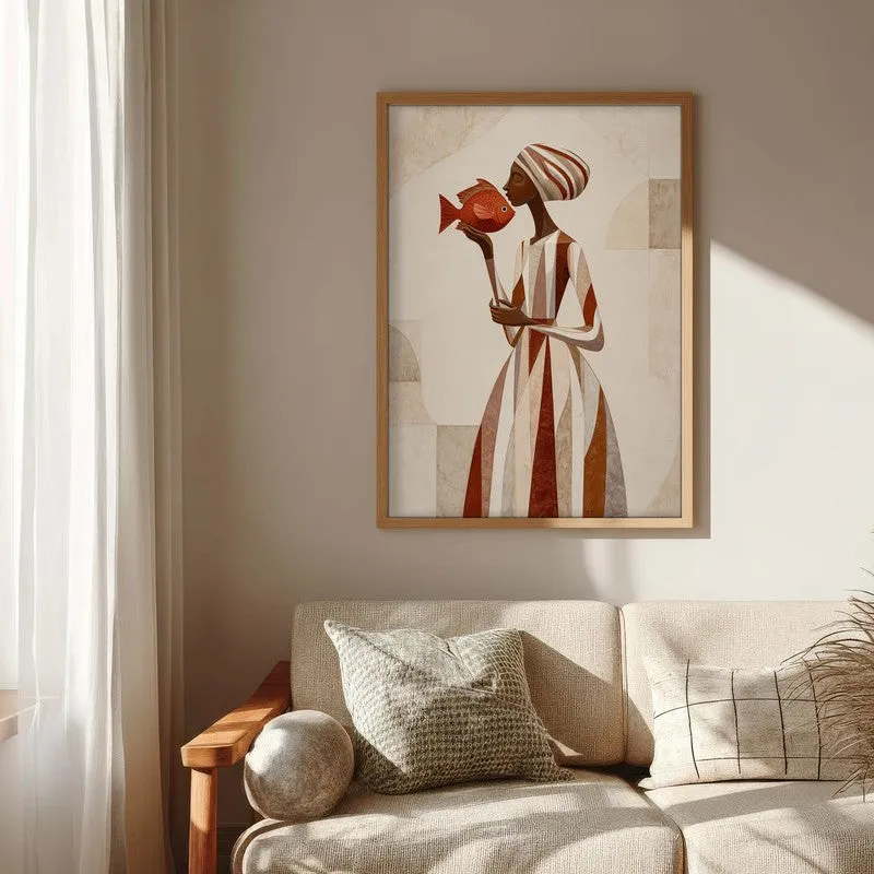 Sahira Traditional Woman Portrait Canvas Wall Painting With Brown Frame media 7