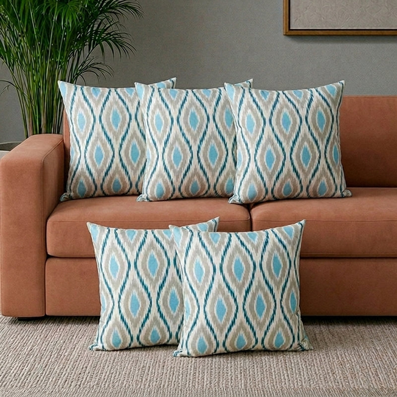 Ikat Rhombi Cushion Cover - Set Of Five - 16 x 16 Inches