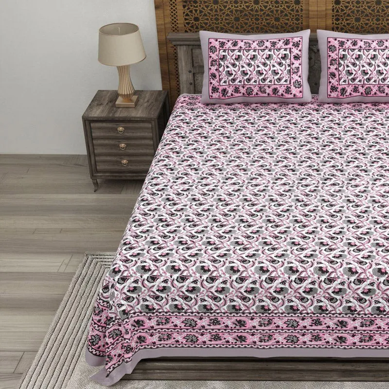 Lineet Cotton Bedsheet (Pink) - 240 TC media 3