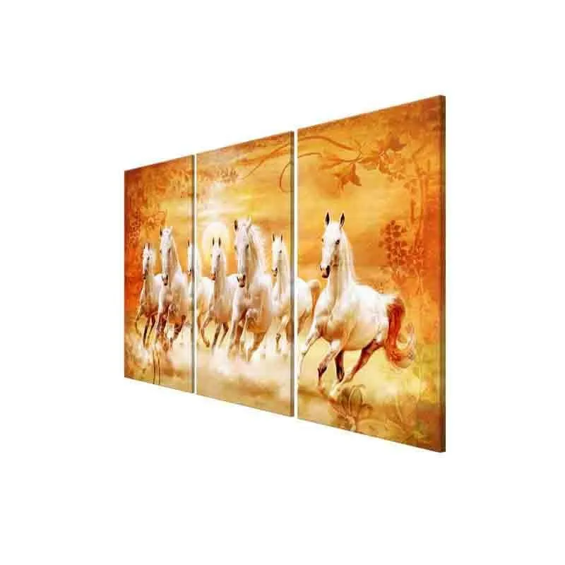 Prancing Horses Poly Canvas Wall Art - Set of Three media 5