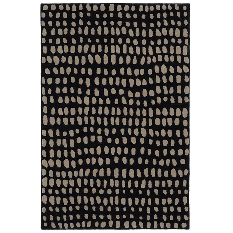 Elatus Hand Tufted Abstract Wool & Nylon Carpet - Black media 1