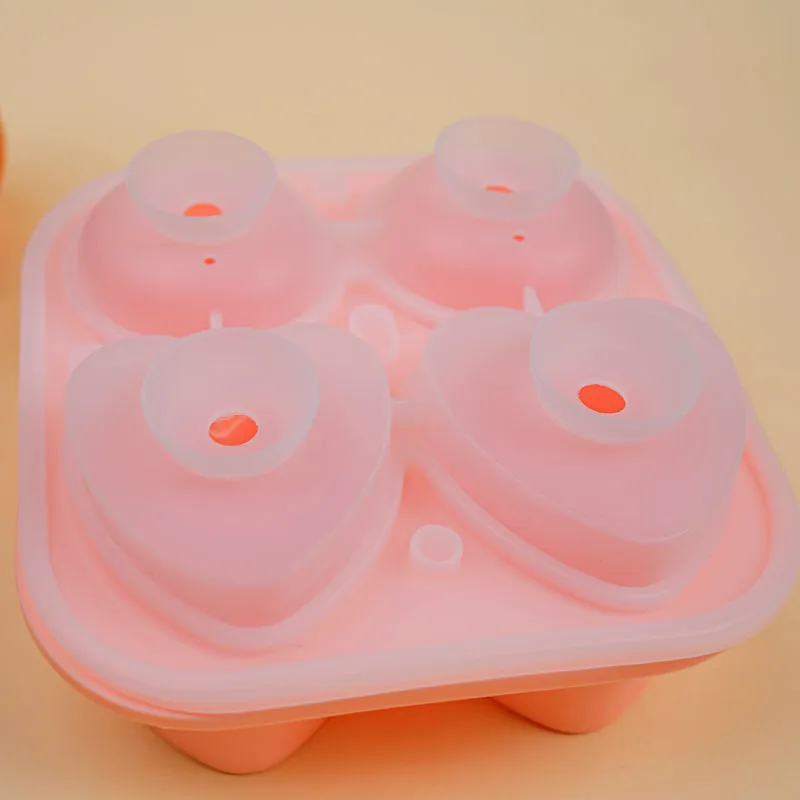 Rose Heart Silicone 4-Cube Ice Mould - Peach media 4