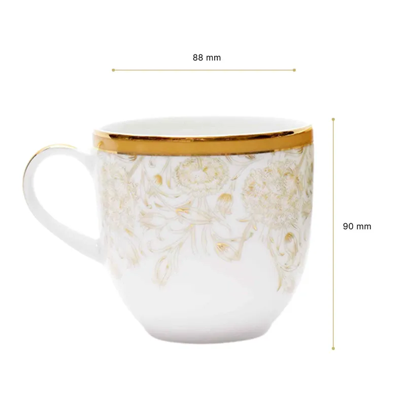 Gilded Iris Pete 24k Gold Brushed Porcelain Coffee Mug (300 mL Each/Gold) - Set Of Six media 8