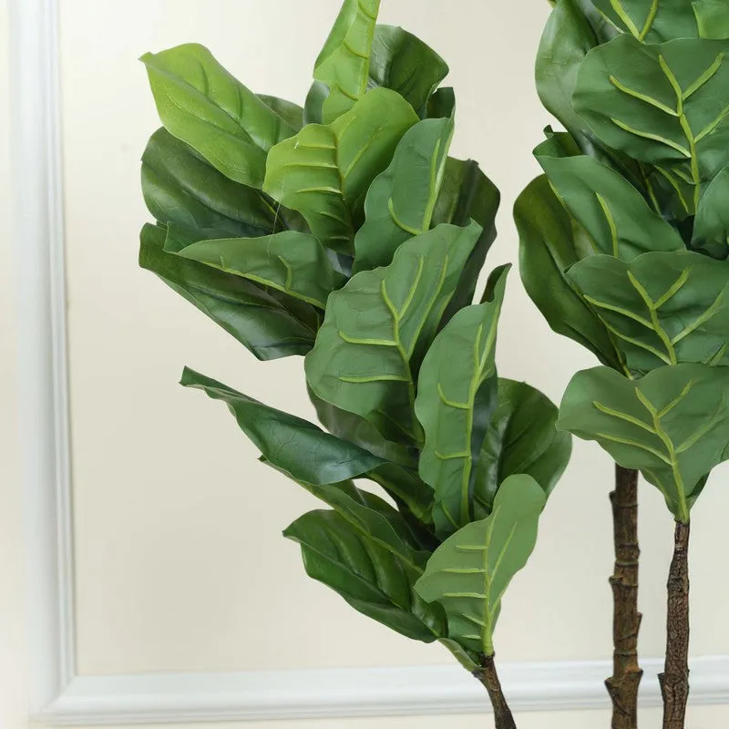 Artificial Fiddleleaf Plant With Long Black Fiber Pot - 3.9 Feet media 5