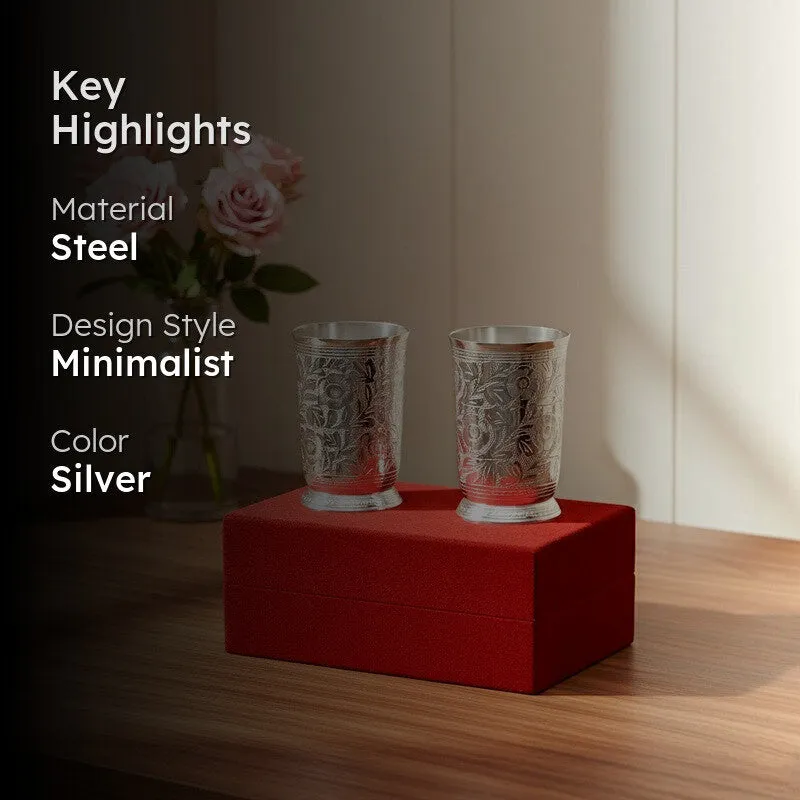 BrightSip Silver (Plated Drinking Glass (300 Ml Each) - Three Piece Set media 2